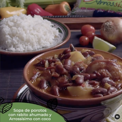 Sopa de porotos con rabito ahumado y Arrossísimo con coco