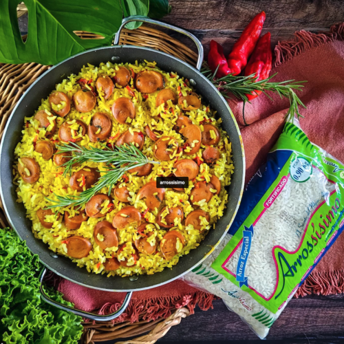 Arroz con salchicha y romero