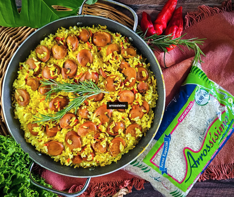 Arroz con salchicha y romero