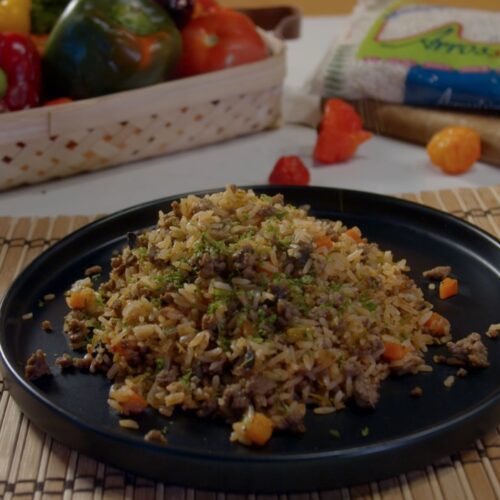 Arroz con carne molida