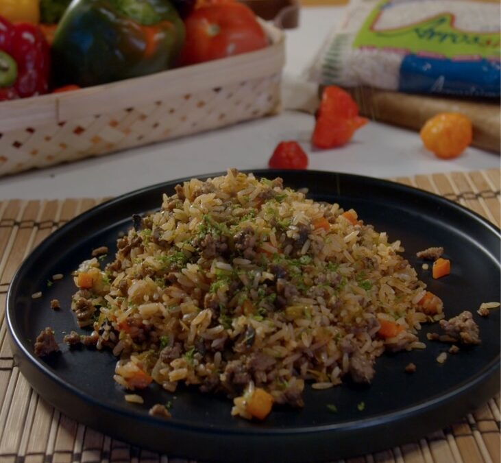 Arroz con carne molida
