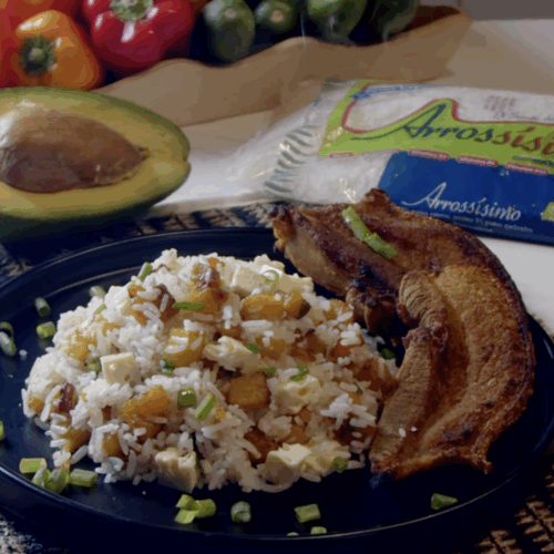 Arroz con queso y plátano