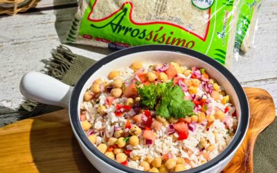Ensalada de Arrossísimo fortificado, garbanzos y vegetales